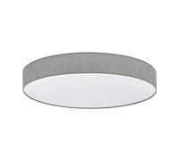 EGLO LED Ceiling Lamp Romao, ceiling light made of Steel, Plastic | Textile in White, Grey, with remote control, Colour Temperature Change, Night Light, Dimmable, Ø 76 cm (29.9")