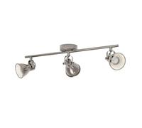 Eglo LED Ceiling Lamp Seras, 3-Light Industrial Ceiling Fixture, Metal Ceiling Spotlight, Living Room lamp in Antique Nickel, Hallway Light, Spots Including GU10 Bulbs, Warm White