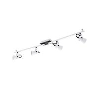 EGLO LED ceiling lamp Trillo with 4 adjustable spots | ceiling light for office and living room, metal in white and black, ceiling spotlight with GU10 socket, length 98.5 cm