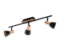 Eglo LED Ceiling Light Barnham, 3-Light Ceiling lamp, Metal Spotlight, Living Room lamp in Black and Copper, Hallway Light, Spots with GU10 Bulbs, Warm White