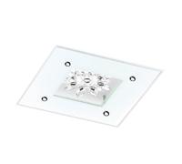 EGLO LED ceiling light Benalua 1, Single-Flame Dimmable Ceiling Lamp | Classic Living Room Lamp Made of White Metal, Clear Glass and Crystal, warm white LED Dining Room Light, L x W 37 cm