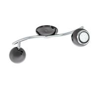 Eglo LED Ceiling Light Bimeda, 2-Flame Ceiling lamp, Metal Spotlight in Nickel-Black and Chrome, Living Room Light, Spots Including GU10 Bulbs, Warm White