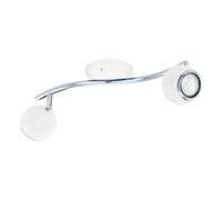 Eglo LED Ceiling Light Bimeda, 2-Light Ceiling Fixture, Metal Spotlight in White and Chrome, Living Room Lamp, Spots with GU10 Bulbs, Warm White