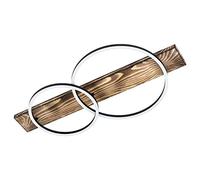 Eglo LED Ceiling Light Boyal, 2-Light Ceiling Lamp, Vintage Living Room Light, Rustic Kitchen Lamp Made of Steel, Wood and Plastic, Hallway Ceiling Light in Black, Brown, White, L 78 cm