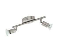 Eglo LED Ceiling Light Buzz-LED, 2-Flame Ceiling lamp, Metal Spotlight in Matte Nickel, Living Room lamp, Kitchen lamp, Spots Including GU10 Bulbs, Warm White, L 28.5 cm