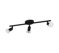EGLO LED Ceiling Light Buzz-LED, 3 Light Black Metal Lighting, Living Room and Hallway Spotlight, Gu10 Socket, 48,5 cm