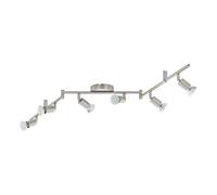 Eglo LED Ceiling Light Buzz-LED, 6-Flame Ceiling lamp, Metal Ceiling Spotlight in Matte Nickel, Living Room Light, Kitchen Light, Spots Including GU10 Bulbs, Warm White, L 105 cm