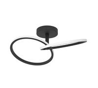 Eglo LED Ceiling Light Congiunti, Ring Flush Mount lamp for Living Room, Hallway Lighting, Metal Room in Black, Warm White-Cool White