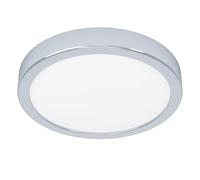 Eglo LED Ceiling Light Fitting Fueva 6, Round Ceiling lamp, Bathroom Lighting, Flush luminaire Made of Chrome Coloured Steel and White Plastic, Warm White-Cold White, IP44, Ø 21.1 cm