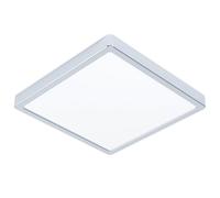 Eglo LED Ceiling Light Fitting Fueva 6, Round Ceiling lamp, Bathroom Lighting, Flush luminaire Made of Chrome Coloured Steel and White Plastic, Warm White-Cold White, IP44, 29 x 29 cm