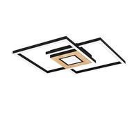 Eglo LED Ceiling Light Fitting Marinello, Geometric Ceiling lamp with Remote Control, Warm White - Cool White, dimmable, Metal, Wood, Plastic in Black, Brown, White, FSC Certified