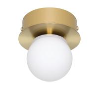 Eglo LED Ceiling Light Fitting Mosiano, Small Ceiling lamp in Globe Shape, Bathroom Lighting Made of Metal in Brass and Glass in White, Warm White, IP44, ∅ 11 cm