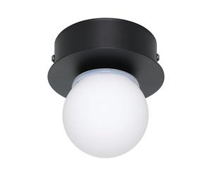 Eglo LED Ceiling Light Fitting Mosiano, Small Ceiling lamp in Globe Shape, Bathroom Lighting Made of Metal in Black and Glass in White, Warm White, IP44, ∅ 11 cm