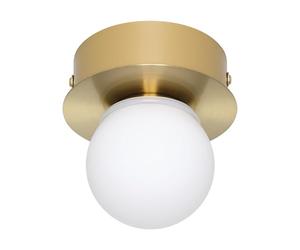 Eglo LED Ceiling Light Fitting Mosiano, Small Ceiling lamp in Globe Shape | bathroom lighting made of metal in brass and glass in white, warm white, IP44, ∅ 11 cm