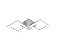 Eglo LED Ceiling Light Fitting Huerta, 2 lamp Lighting Made of matt Nickel Metal and White Plastic, Kitchen and Bedroom spotlights, Warm White, 18.5 inches