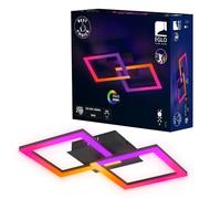 Eglo LED Ceiling Light Fixture RGBIC, Colour Changing Ceiling lamp with Light Effects and Remote Control, Gaming Room Setup and Party Decoration, Warm White and RGB, Black Metal