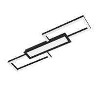 Eglo LED Ceiling Light Fixture Fomento, Geometric Design, Black Metal and White Plastic, Surface-Mounted lamp for Office and Kitchen, Warm to Cool White, 78 cm Long