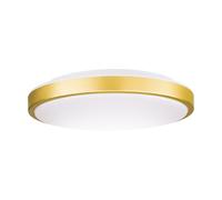 Eglo LED Ceiling Light Fixture Lezuza, Flush Mount lamp, Bedroom Lighting, Round Living Room lamp, Steel and Plastic in White and Brass, Warm White, Ø 32.5 cm