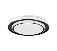 Eglo LED Ceiling Light Fixture Moschetta, Round with Remote Control, Hallway and Bedroom lamp, Metal Black White Plastic, Warm to Cool White, Ø 40 cm