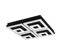 EGLO LED Ceiling Light Fradelo 1 | 8 light crystal lighting made of black metal and clear plastic, warm white square living room and bedroom lamp, 52 cm