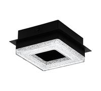 EGLO Fradelo 1 LED Ceiling Light, 1-Bulb Wall Light, Ceiling Light Made of Steel and Plastic with Crystal Effect in Black, Clear, Living Room Lamp, Warm White