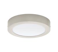 EGLO LED ceiling light Fueva 1, single-flame ceiling lamp | material: die-cast metal, plastic, colour: matt nickel, white, Ø: 22.5 cm, warm white