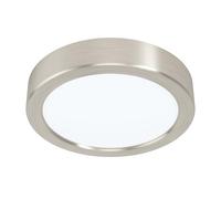 EGLO LED ceiling light Fueva 5, Ø 16 cm | single-flame surface-mounted light made of steel with a plastic light panel, ceiling lamp in matt nickel, white, LED surface