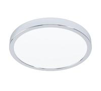 Eglo LED Flush Ceiling Light Fueva 5, Ø 11 in, Round Bathroom Lighting Made of Chrome Coloured Metal and Plastic, Warm White lamp, IP44