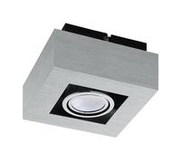 Eglo LED Ceiling Light Loke 1, Single-Flame Surface Light Modern Aluminium and Steel, Ceiling Lamp Brushed, Chrome, Black, Surface Lamp with GU10 Socket, LED Bulb Included, Adjustable