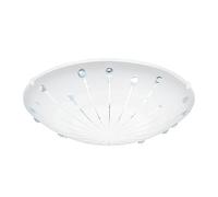 Eglo LED Ceiling Light Margitta 1, Single-Flame Classic Ceiling lamp, Living Room Light Made of White Metal, Clear Glass with granille Crystals, Bedroom lamp, Warm White LED Hallway Light, Ø 31.5 cm