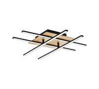 Eglo LED Ceiling Light Marinello 1, 4 Light Lighting Made of Black Metal, Natural Wood and White Plastic, Warm White Living Room, Bedroom and Hallway lamp