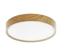 Eglo Musurita LED Ceiling Light, 1 Bulb Ceiling Light, Modern Living Room Lamp, Kitchen Lamp Made of Steel and Plastic, Hallway Lamp Ceiling in Wood Look, White, Diameter 44 cm
