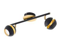 Eglo LED Ceiling Light Nocito, 2-Light Ceiling Fixture, Metal Spotlight, Living Room Lamp in Black and Gold, Hallway Light, Spots with GU10 Bulbs, Warm White