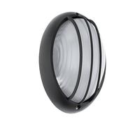 Eglo LED Ceiling Light Outdoor Siones 1, Outdoor Ceiling lamp, wall Light Made of Black die-cast Aluminium, White Structured Glass, Warm White Outdoor luminaire, IP44