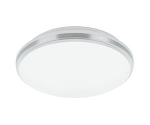 Eglo LED Ceiling Light Panel Pinetto, Flush Mount lamp, Round wall lamp Made of Chrome-Coloured and White Plastic, White Metal, Kitchen and Bathroom Lighting, Neutral White, IP44, Ø 14 in