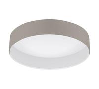 Eglo LED Ceiling Light Pasteri, Textile Ceiling Lamp for Bedroom, Ceiling Fixture for Living Room, Living Room Lamp Made of Fabric and Plastic in Taupe and White, Ø 32 cm