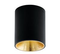 Eglo LED Ceiling Light Polasso, Metal Ceiling Lamp in Black and Gold, Warm White Living Room Light, Ø 10 cm
