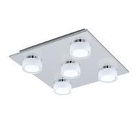 Eglo LED Ceiling Light Romendo 1, 5-Light Ceiling lamp Bathroom dimmable, Bathroom Light Made of Metal in Chrome, Plastic, LED Moisture-Proof lamp Warm White, IP44, L x W 32 cm
