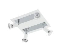 Eglo LED Ceiling Light Sarria, 4-Flame Ceiling lamp, Metal Ceiling Spotlight, Living Room lamp in White and Chrome, Spots with GU10 Bulbs, Warm White