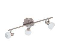 EGLO LED ceiling light Sesto 2, Ceiling Spotlight, Steel in Matt Nickel | Chrome, Satin Frosted Glass in White Painted warm white