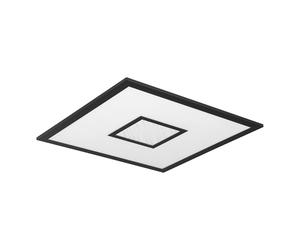 EGLO LED ceiling spot Bordonara, dimmable ceiling light fitting with remote control, square kitchen and hallway lamp made of black metal and white plastic, warm-cool white, RGB, 18x18 in