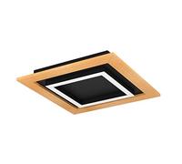 EGLO LED Ceiling spot Tirrenara, dimmable Ceiling Light Fitting with Remote Control, Square Living Room and Office lamp Made of Wood, Black Metal and White Plastic, FSC100HB, Warm-Cool White