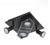 Eglo LED Ceiling Spotlight Cabo 2, 4-Light Ceiling lamp with Adjustable Spots, Metal Ceiling Light in Black and Glass, Ceiling Spotlight Including GU10 Bulbs, 25x25 cm