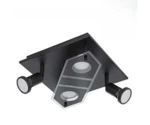 Eglo LED Ceiling Spotlight Cabo 2, 4-Light Ceiling lamp with Adjustable Spots, Metal Ceiling Light in Black and Glass, Ceiling Spotlight Including GU10 Bulbs, 25x25 cm
