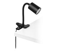 Eglo LED Clamp lamp Portella, Desk Light with Clip for Reading, Black Metal, Includes Warm White GU10 Bulb