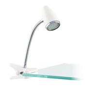 Eglo LED Clamp Lamp Riccio 1, Clip Light, Clamp Spot Made of White Plastic and Chrome Metal, Lamp with Clip and Switch, Reading Lamp Including GU10 Bulb, Warm White