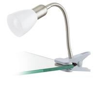 Eglo LED Clip Lamp Dakar 3, Clip Light, Clip Spot Made of Metal in Chrome, Plastic in White and Silver, Lamp with Clip and Switch, Reading Lamp Including E14 Bulb, Warm White
