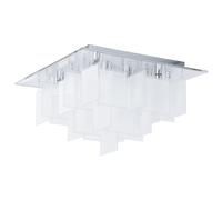 Eglo LED Ceiling lamp Condrada 1, 8 Flames Ceiling lamp, Living Room lamp Made of Metal in Chrome and Satin Glass in White, Bedroom lamp, Hall lamp Ceiling with G9 Socket