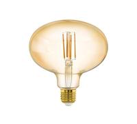 Eglo LED E27 dimmable, Amber Vintage Bulb in MID Size Ø 14 cm | lamp for retro lighting, 4 Watt, 400lm, E27 LED warm white, 2200K, light source, Edison bulb, R140