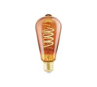 EGLO LED E27 Light Bulb, Dimmable, Vintage Light Bulb, Copper, Spiral LED 4 Watt (Equivalent to 15 Watt), 90 Lumens, E27 LED Warm White, 2000 Kelvin, Decorative LED Light Bulb ST64, Diameter 6.4 cm